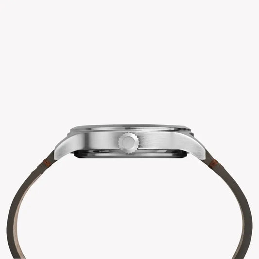 TIMEX Expedition Scout TW4B06400 - ساعة رجالية متينة بسوار من الجلد البني والاتصال الهاتفي الأزرق