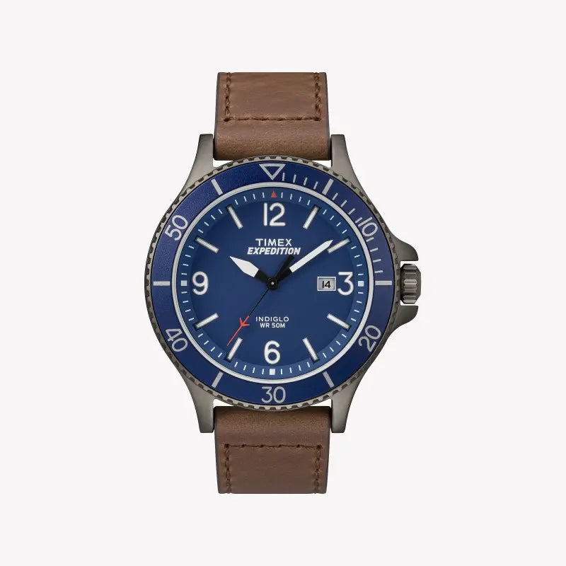 تايمكس إكسبيديشن رينجر TW4B10700 - ساعة رجالية أنيقة بمينا أزرق وسوار جلد بني