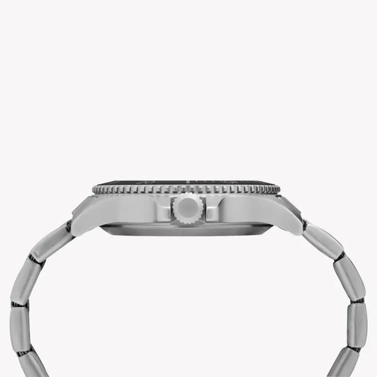 Timex Men's Silver Stainless Steel Watch, Black Dial | Tw4b10900