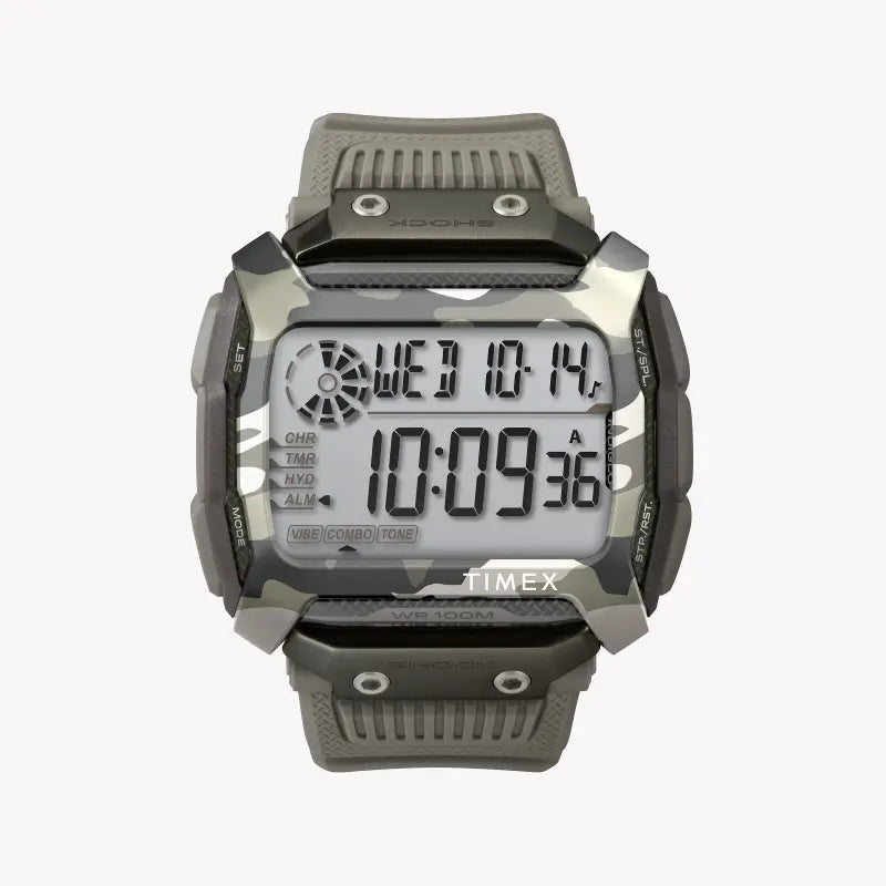 TIMEX Digital Command TW5M18300 - ساعة رجالية من الراتنج الرمادي مع ضوء INDIGLO ومقاومة الصدمات