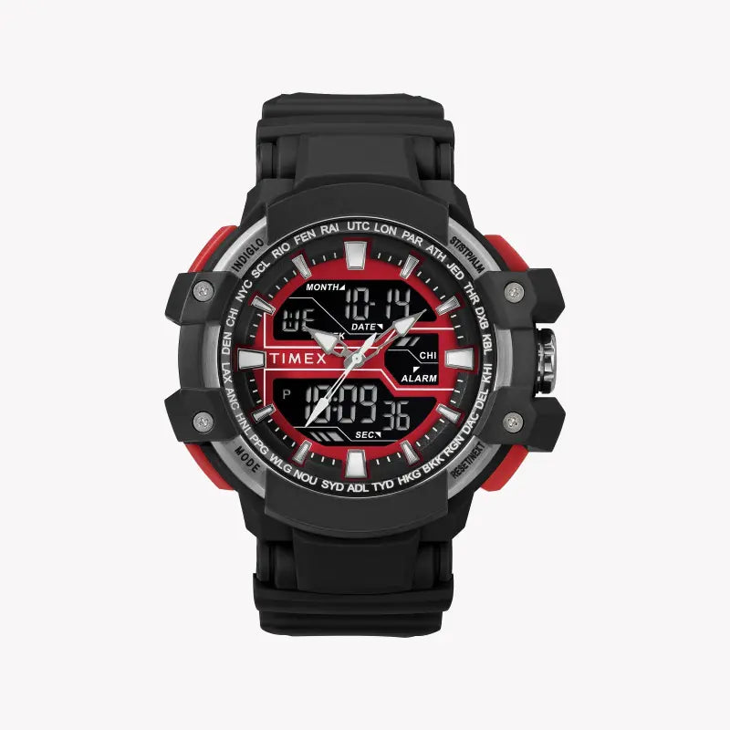 TIMEX TW5M22700 DGTL LIFESTYLE - MONTRE HOMME EN RÉSINE NOIRE AVEC ALARME ET LUMIÈRE INDIGLO