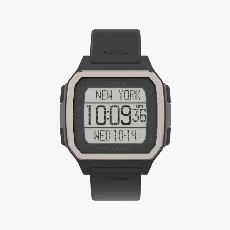 Timex TW5M29000 Digital Command Urban – Strapazierfähige Herrenuhr aus schwarzem Silikon und Kunstharz