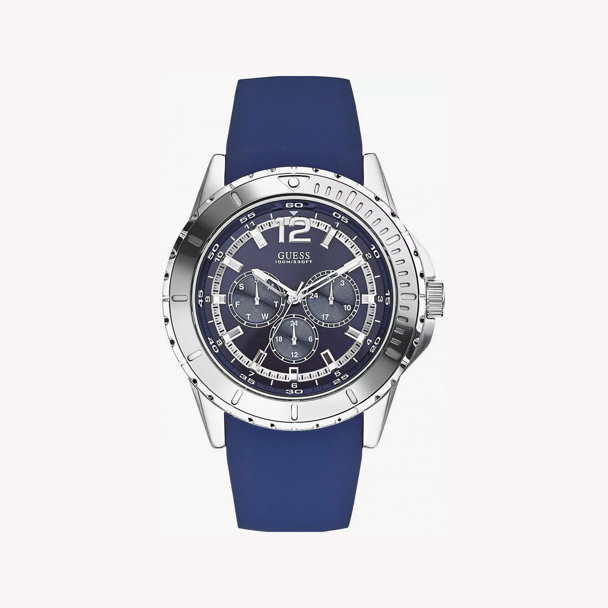 Guess Men's Silver/Blue Quartz Watch | W0485g3