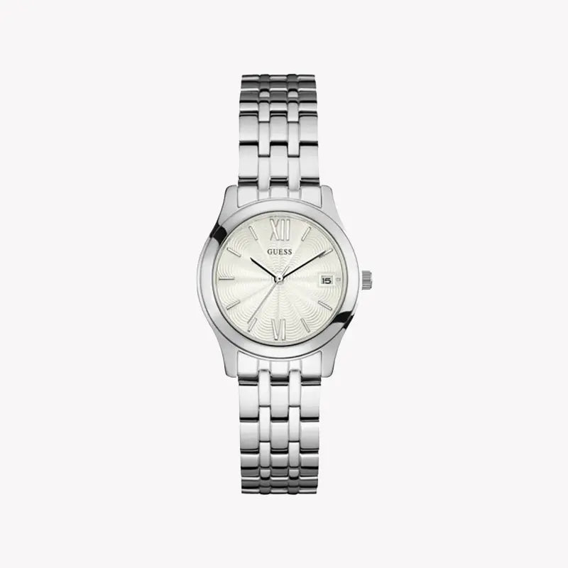 Guess Women's Silver Stainless Steel Watch, White Dial | W0769l1