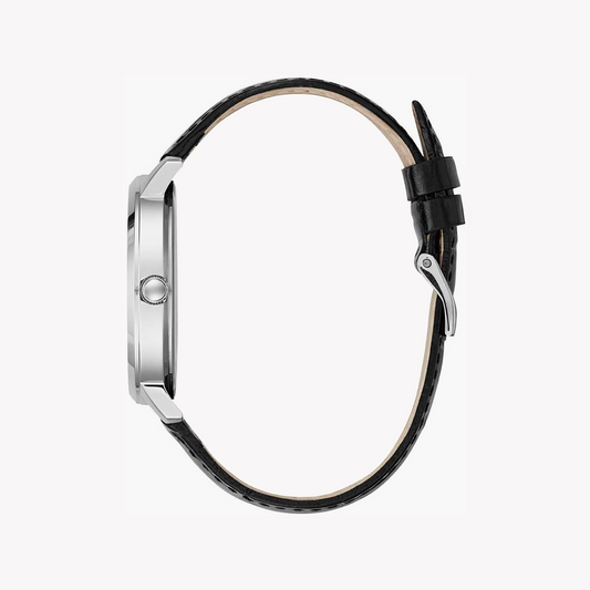 Guess Women's Silver/Black Leather Watch | W0934l2