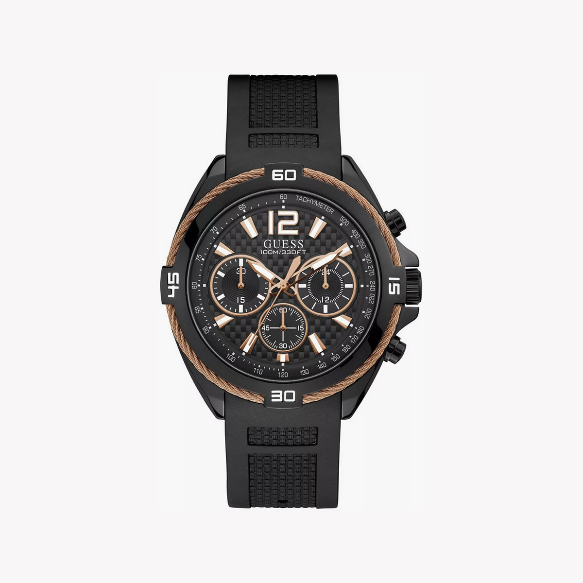 Guess Men's Black Stainless Steel, Silicone | W1168g3
