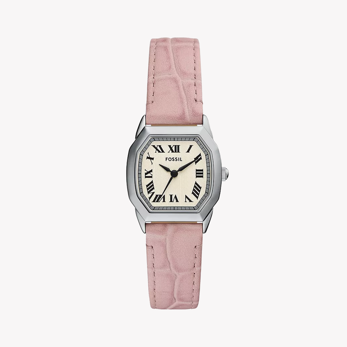 FOSSIL Women's Pink Leather Watch, Beige Dial | ES5406