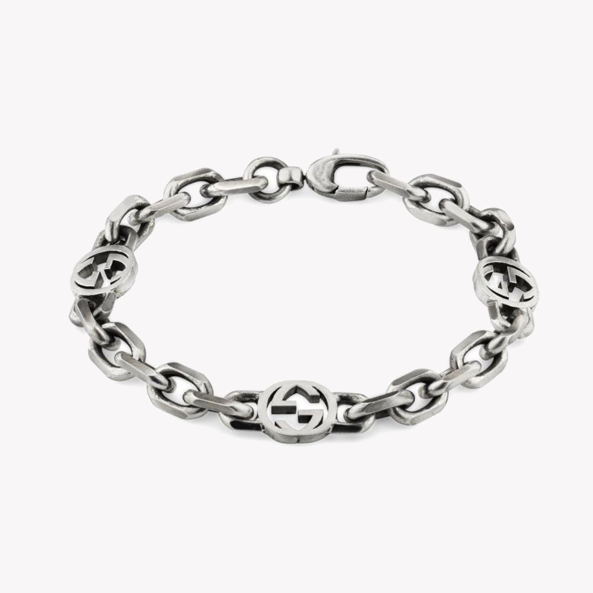 Gucci Silver Interlocking G Aged Bracelet | YBA620798001