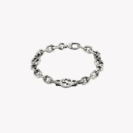 Gucci Silver Interlocking G Aged Bracelet | YBA620798001
