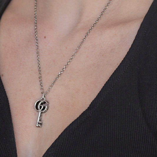 Sterling Silver Double G Marmont Key Necklace | YBB62775700100U