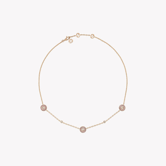 Gucci Interlocking G Rose Gold Diamond & Pink Opal Necklace | YBB831864001