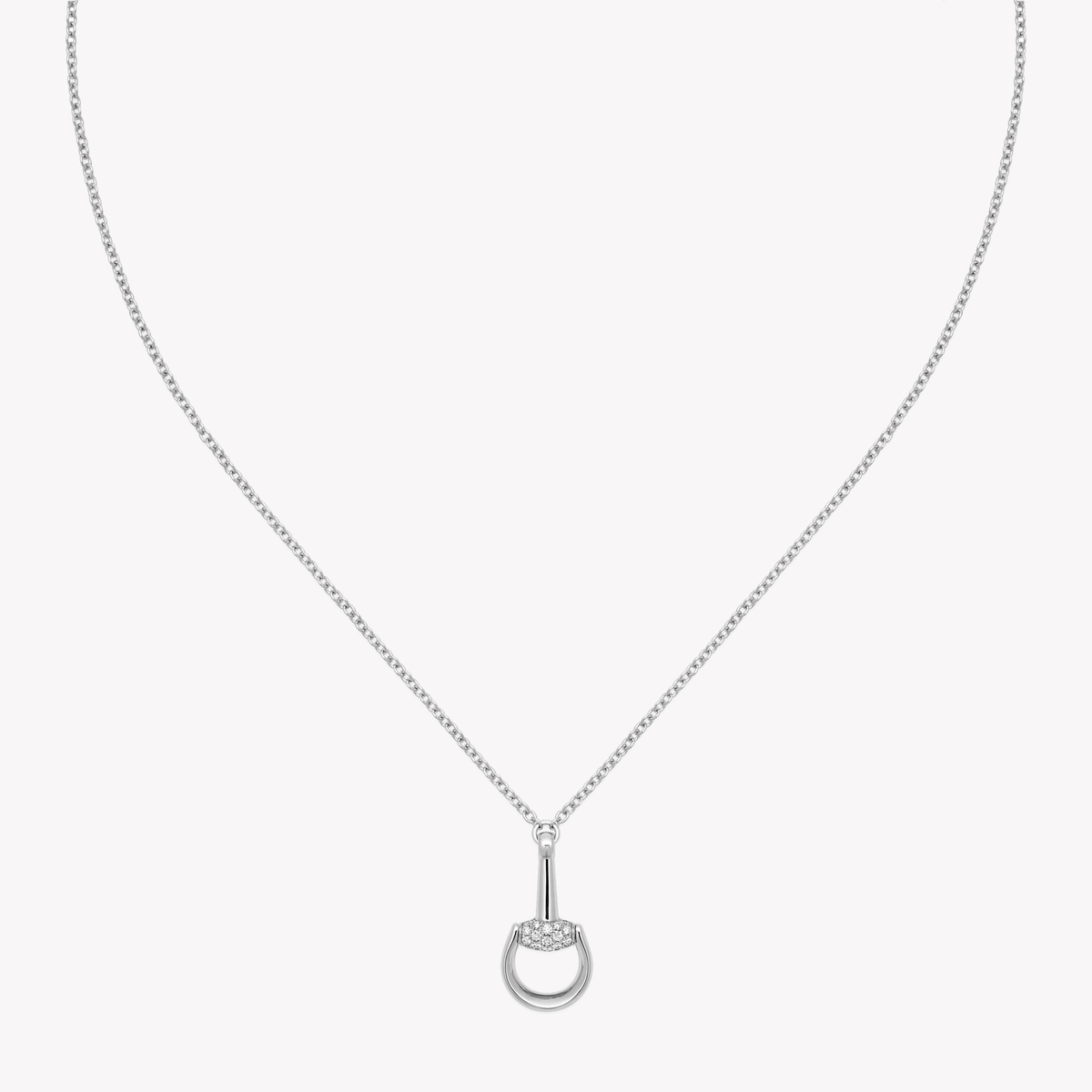 Gucci Horsebit 18ct White Gold Diamond Necklace with Pave 0.195ct | DYBB832321001