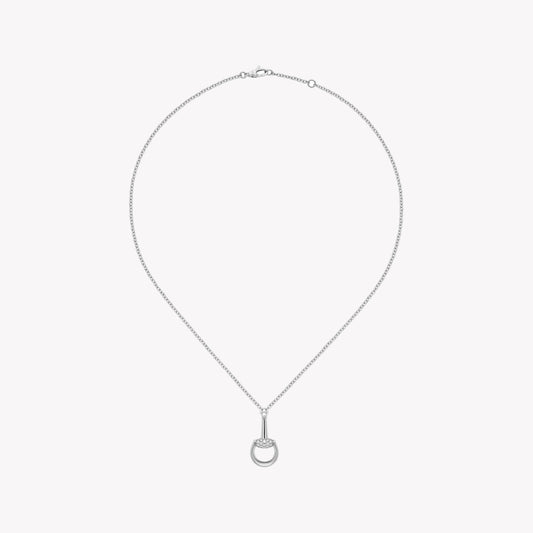 Gucci Horsebit 18ct White Gold Diamond Necklace with Pave 0.195ct | DYBB832321001