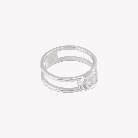 Gucci Ladies Sterling Silver Interlocking G 6mm Ring | YBC298036001