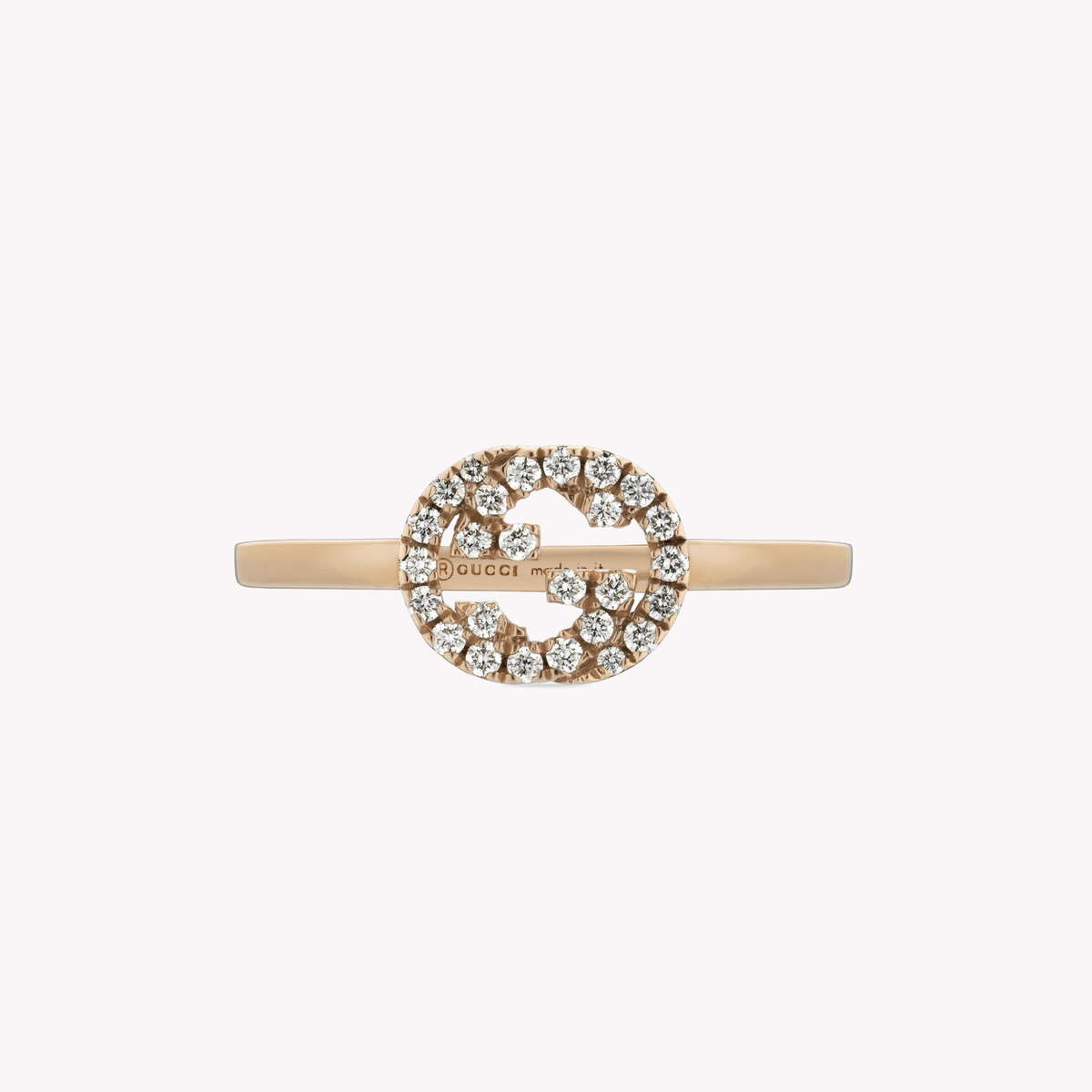 Gucci Interlocking G Diamond Ring in Rose Gold | YBC729412001