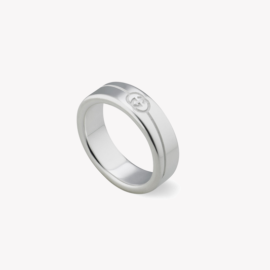 Gucci Tag Diagonal Interlocking G Ring in Gold | YBC774052001