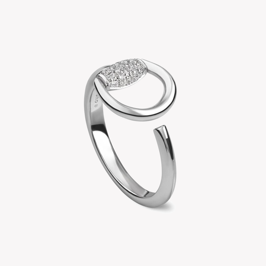 Gucci Horsebit 18ct White Gold Diamond Ring | YBC832324001