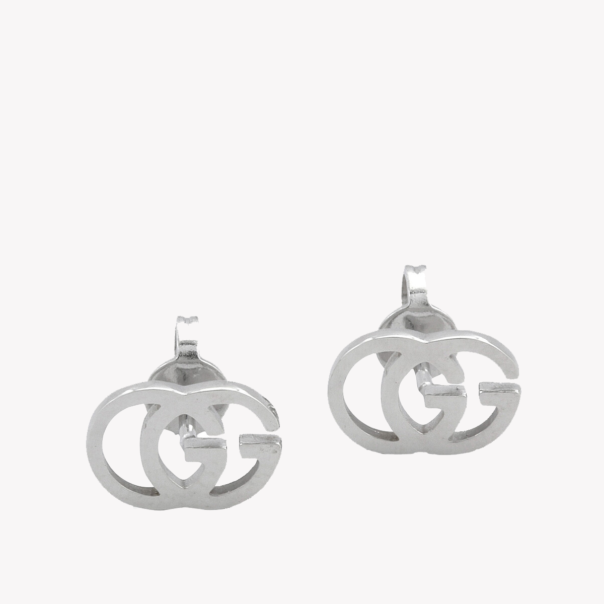 Running G Stud Earrings in 18kt White Gold | YBD094074001