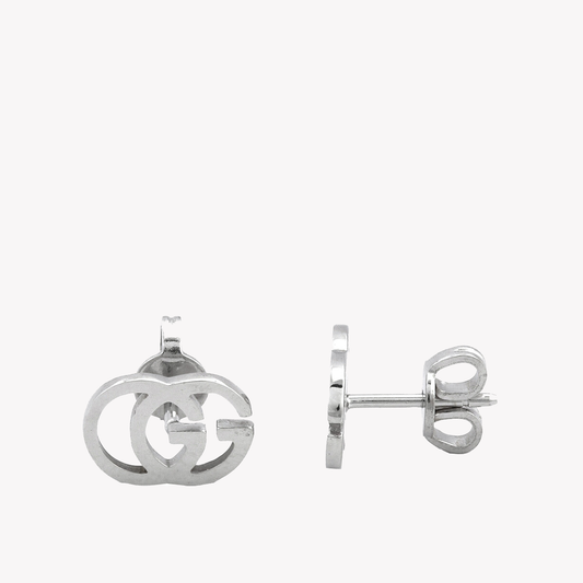 Running G Stud Earrings in 18kt White Gold | YBD094074001
