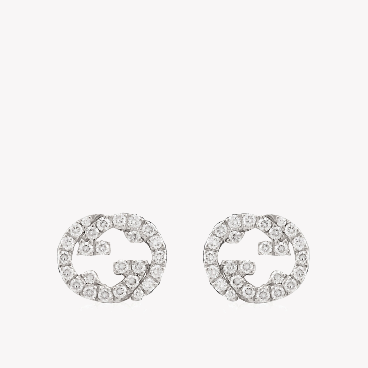 Interlocking G 18K White Gold Diamond Stud Earrings 0.38Ct | YBD729408003