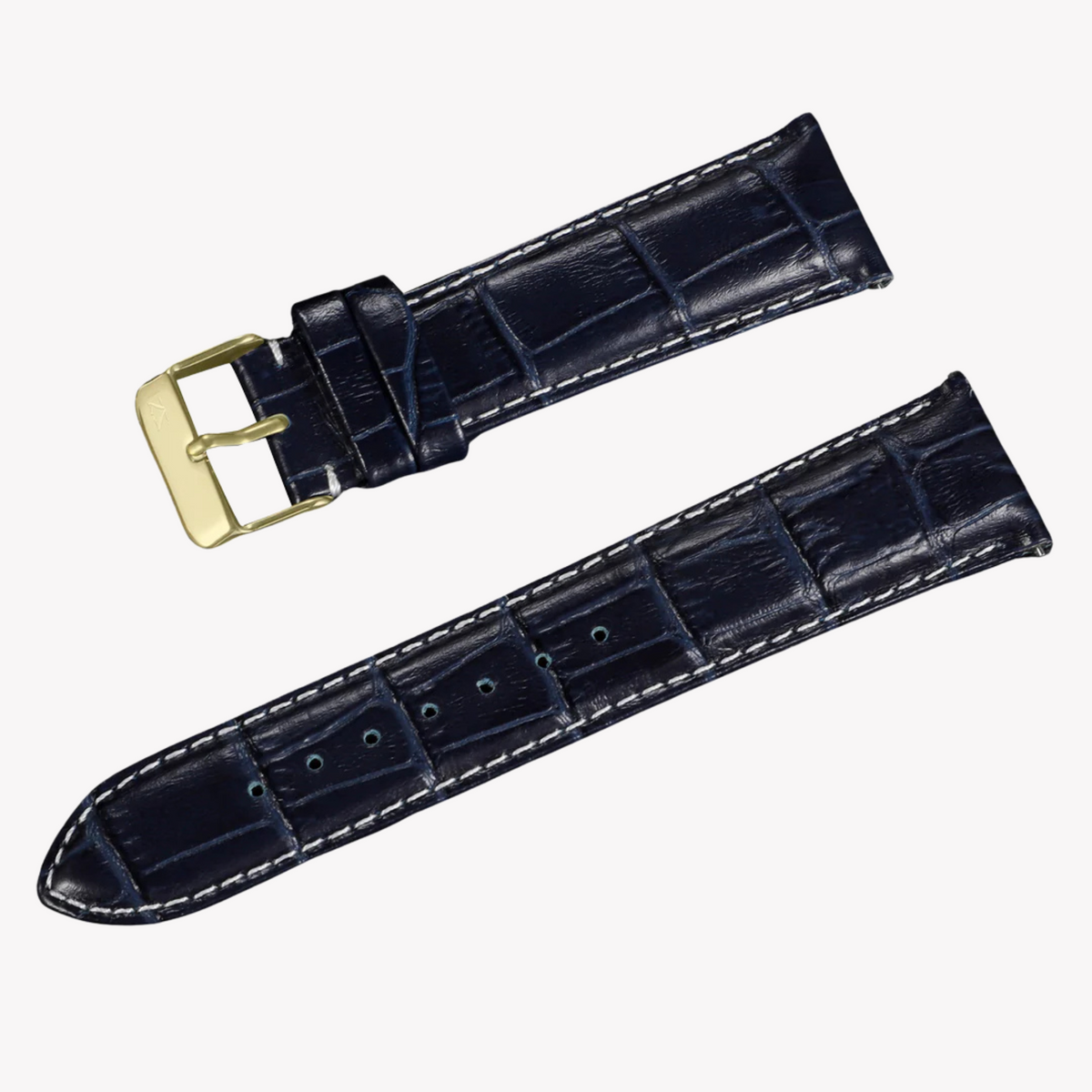 Zink Men's Leather Watch Band - Dark Blue | Zlb006dbg