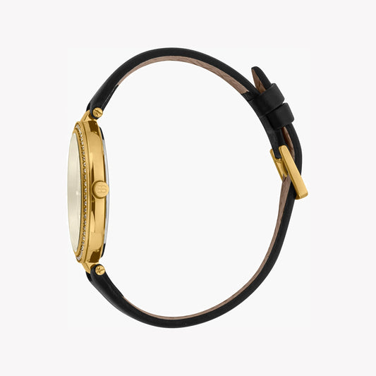 ESPRIT Women's Watch with Gold Stainless Steel Case and Black Leather Band-i-Watch-2