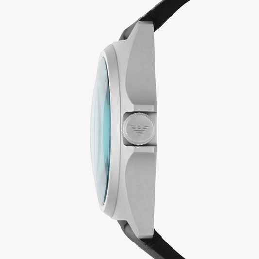 EMPORIO ARMANI AR11308 - BOLD SOPHISTICATION MEN'S WATCH WITH STYLISH SILVER DIAL AND BLACK LEATHER BAND-i-Watch-2