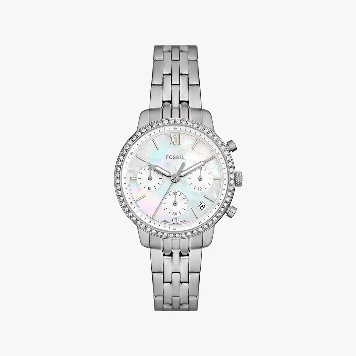 FOSSIL ES5357 RADIANT CHARM - ELEGANT SILVER STAINLESS STEEL WOMEN'S WATCH WITH WHITE DIAL