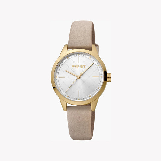 ESPRIT Women's Watch with Silver Stainless Steel Case and Beige Faux Leather Band-i-Watch-2