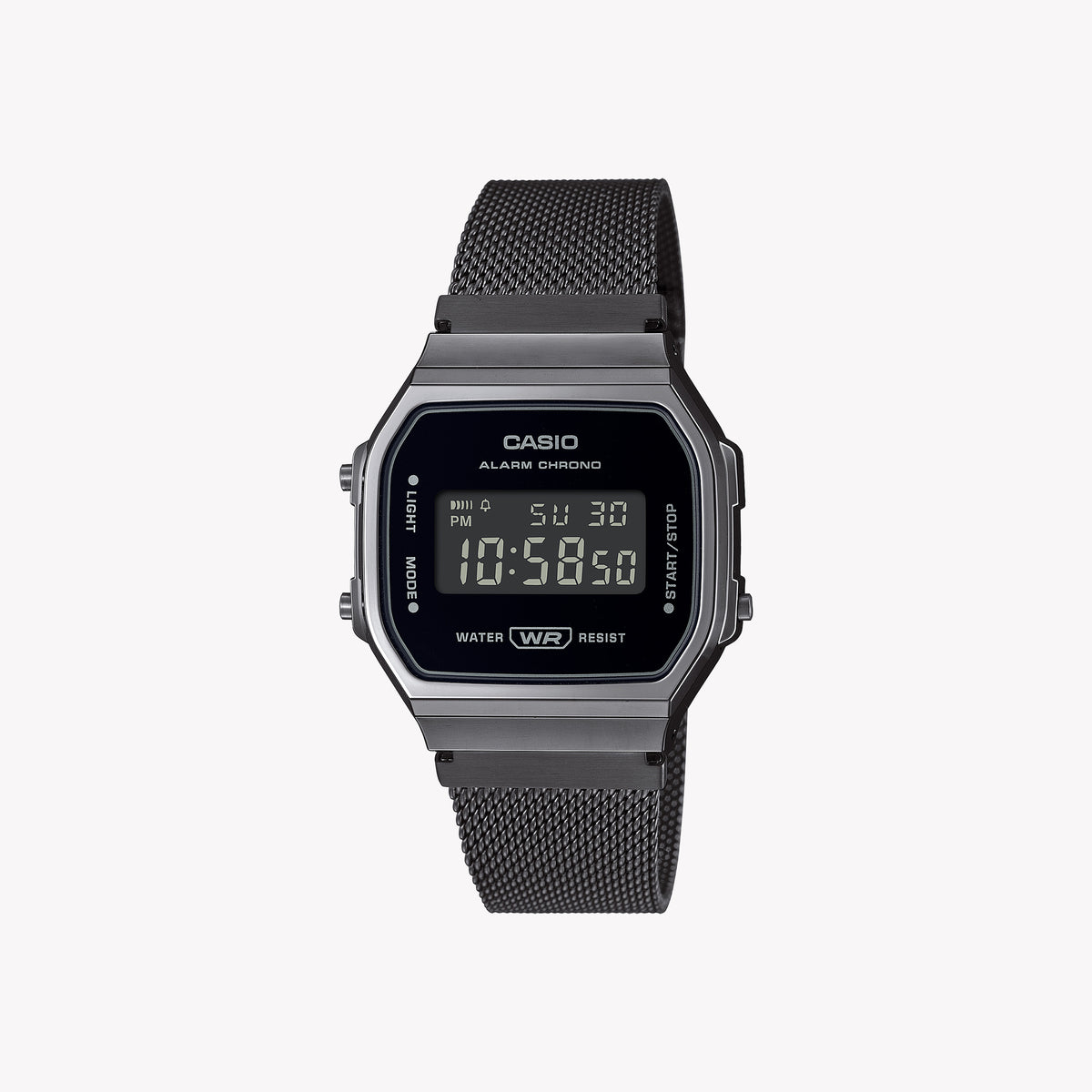 CASIO A168WEMB-1B DYNAMIC SPORTY DIGITAL - ULTIMATE FUNCTIONALITY & STYLE Unisex Watch with black ion-plated band and vibrant illumination