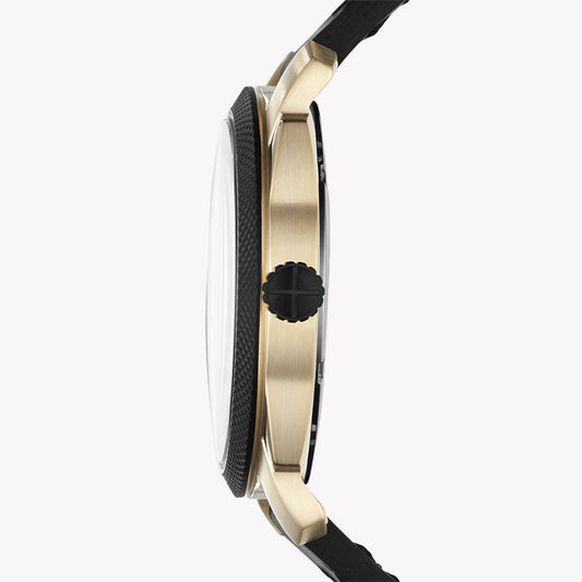 FOSSIL FS5263 RUGGED ELEGANCE - MEN'S GOLD & BLACK LEATHER WATCH-i-Watch-2