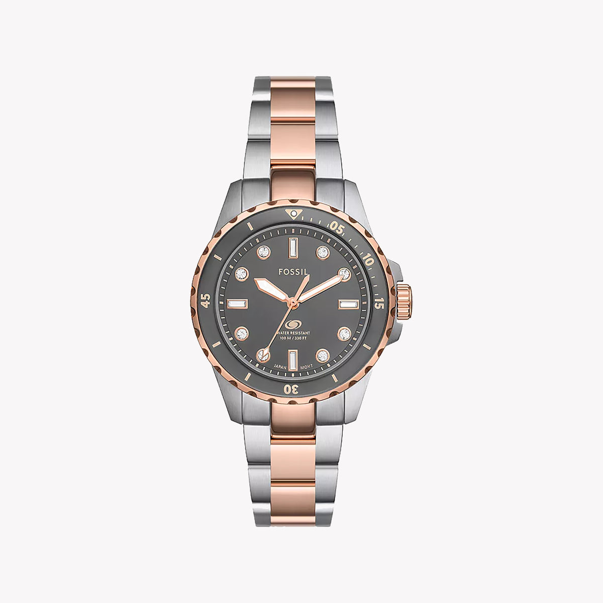FOSSIL Women's Watch with Silver Stainless Steel Case and Rose Gold / Silver Stainless Steel Band