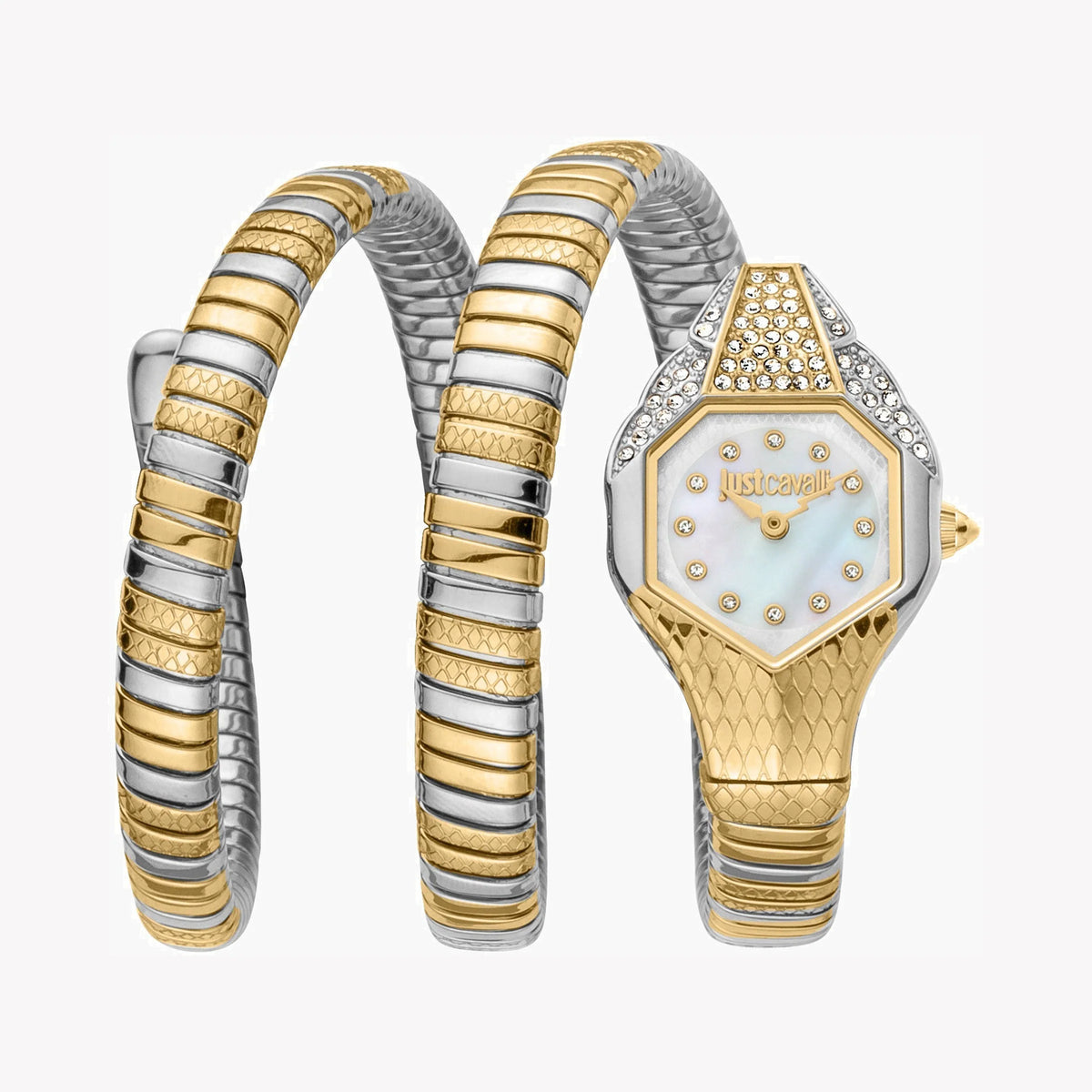 JUST CAVALLI Women's Watch with Silver & Gold Stainless Steel Case and Silver & Gold Stainless Steel Band