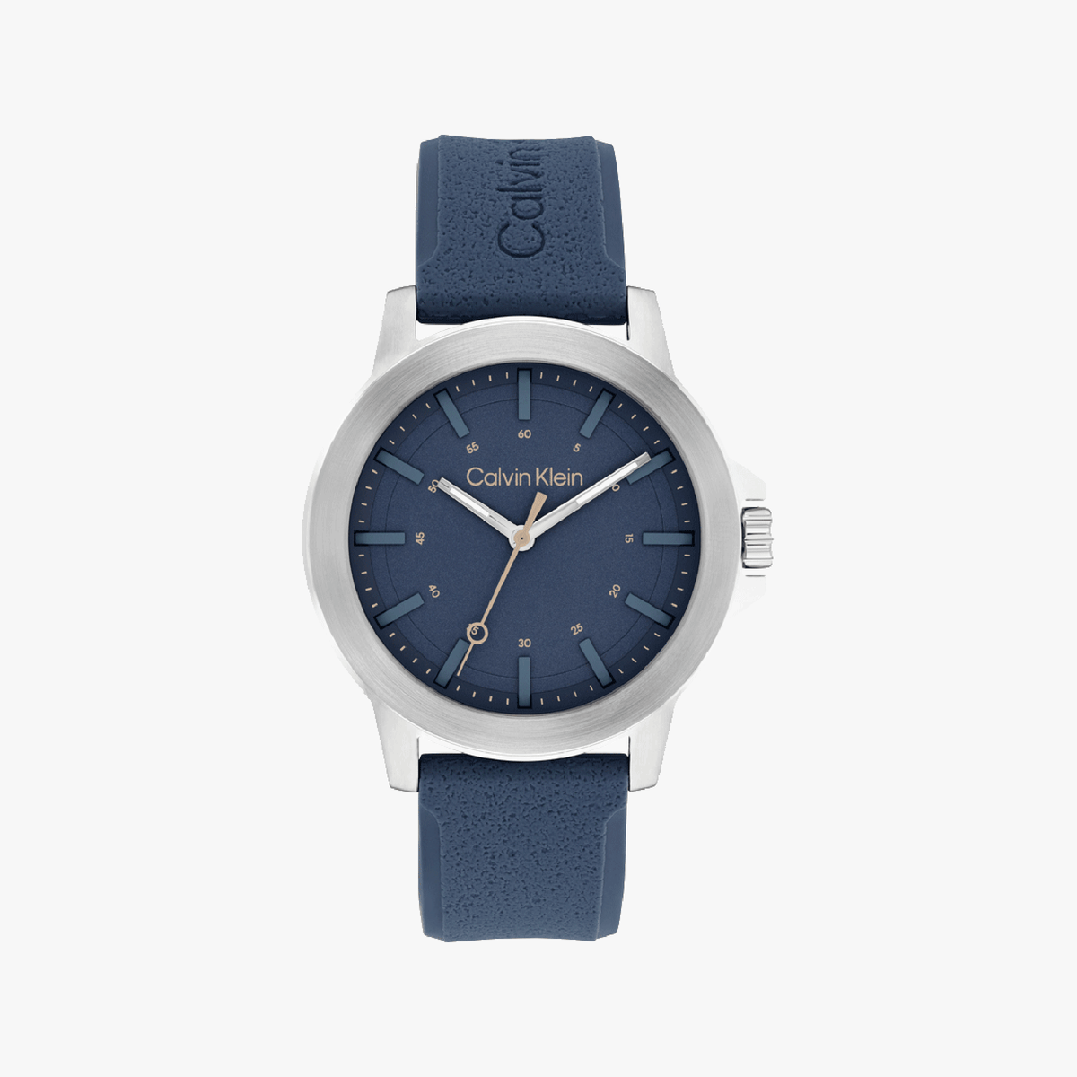 CK CALVIN KLEIN BLUE DIAL - ELEGANTLY STRIKING MEN'S WATCH WITH SILICONE BAND