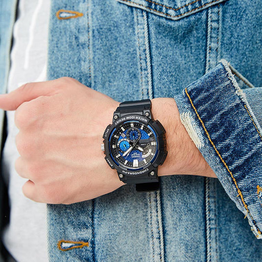 CASIO MCW-200H-2AVDF ADVENTURER - SPORTY MEN'S WATCH WITH BLACK RESIN BAND & STRIKING BLUE DIAL-i-Watch-2
