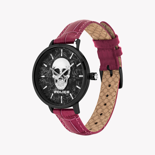 POLICE P16032MSB02 ELEGANT CHARM - SOPHISTICATED WOMEN'S WATCH WITH PINK LEATHER BAND & BLACK DIAL-i-Watch-2