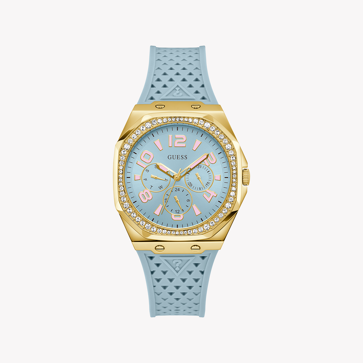 GUESS GW0694L1 - CHIC PRECISION GOLD & BLUE WOMEN'S WATCH: STYLISH, FUNCTIONAL, & ECO-FRIENDLY