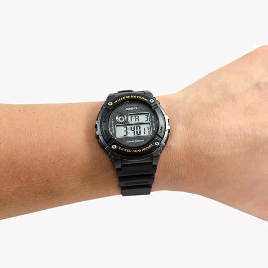 CASIO W-216H-1BVDF SPORTY ELEGANCE - MEN'S BLACK RESIN WATCH WITH DIGITAL DISPLAY & WATER RESISTANCE-i-Watch-2