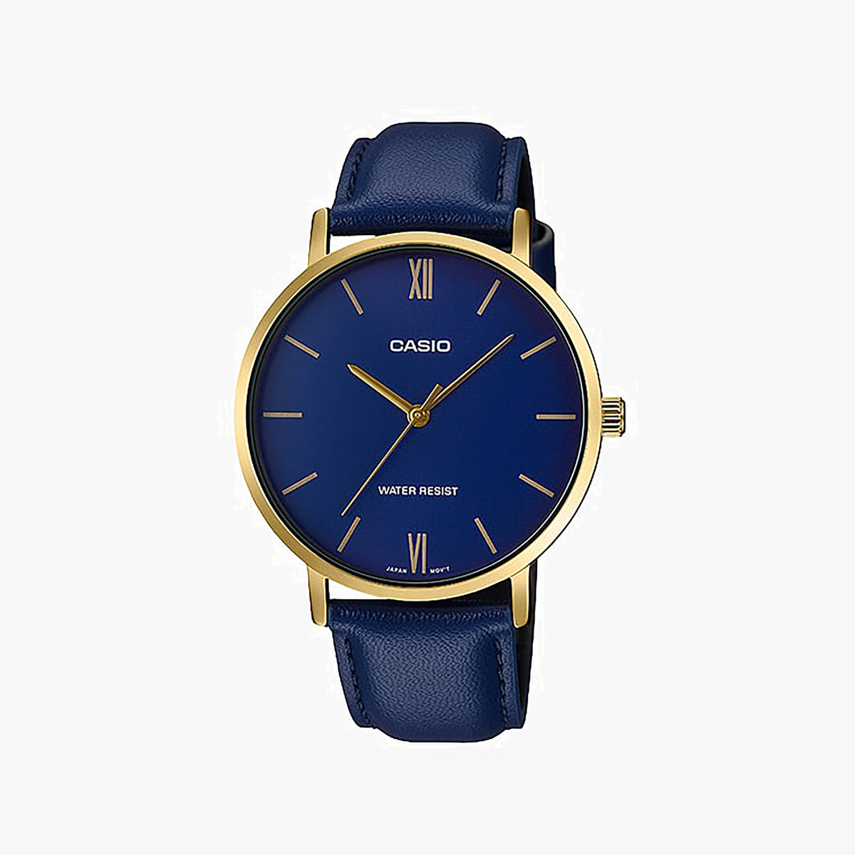 CASIO MTP-VT01GL-2BUDF ELEGANCE - RUGGEDLY STYLISH MEN'S WATCH WITH BLUE DIAL & LEATHER BAND