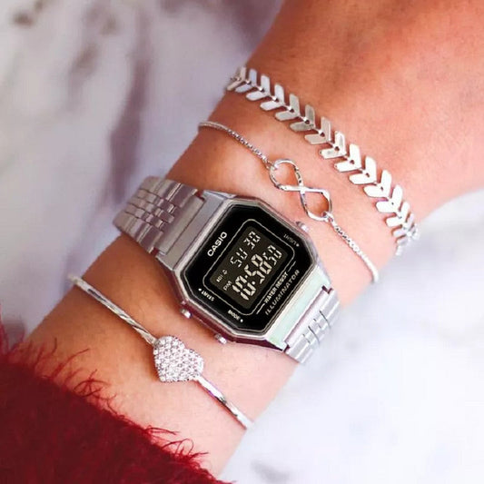 CASIO LA680WA-1BDF SPORTY ELEGANCE - VERSATILE WOMEN'S DIGITAL WATCH with Sleek Silver Design & Functional Features-i-Watch-2