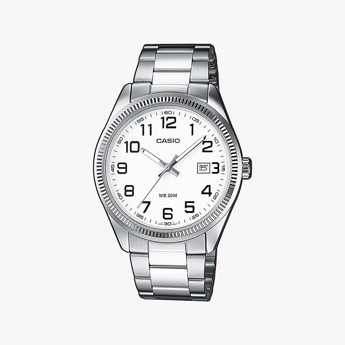 MTP-1302D-7BVDF MEN’S TIMELESS ELEGANCE - CLASSIC STAINLESS STEEL WATCH with WHITE DIAL