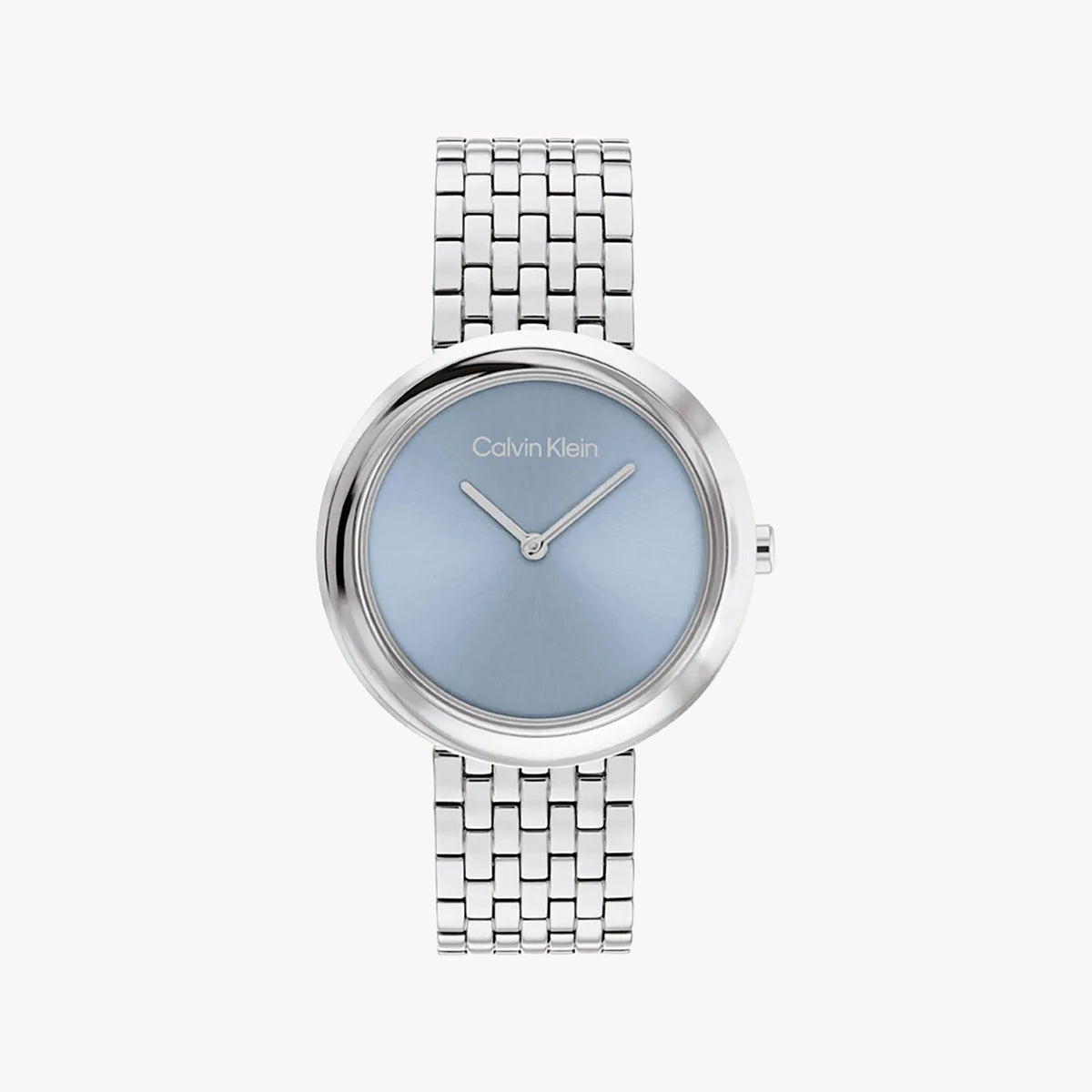 CK CALVIN KLEIN 34MM SILVER STAINLESS STEEL WATCH - MODERN BLUE DIAL ELEGANCE
