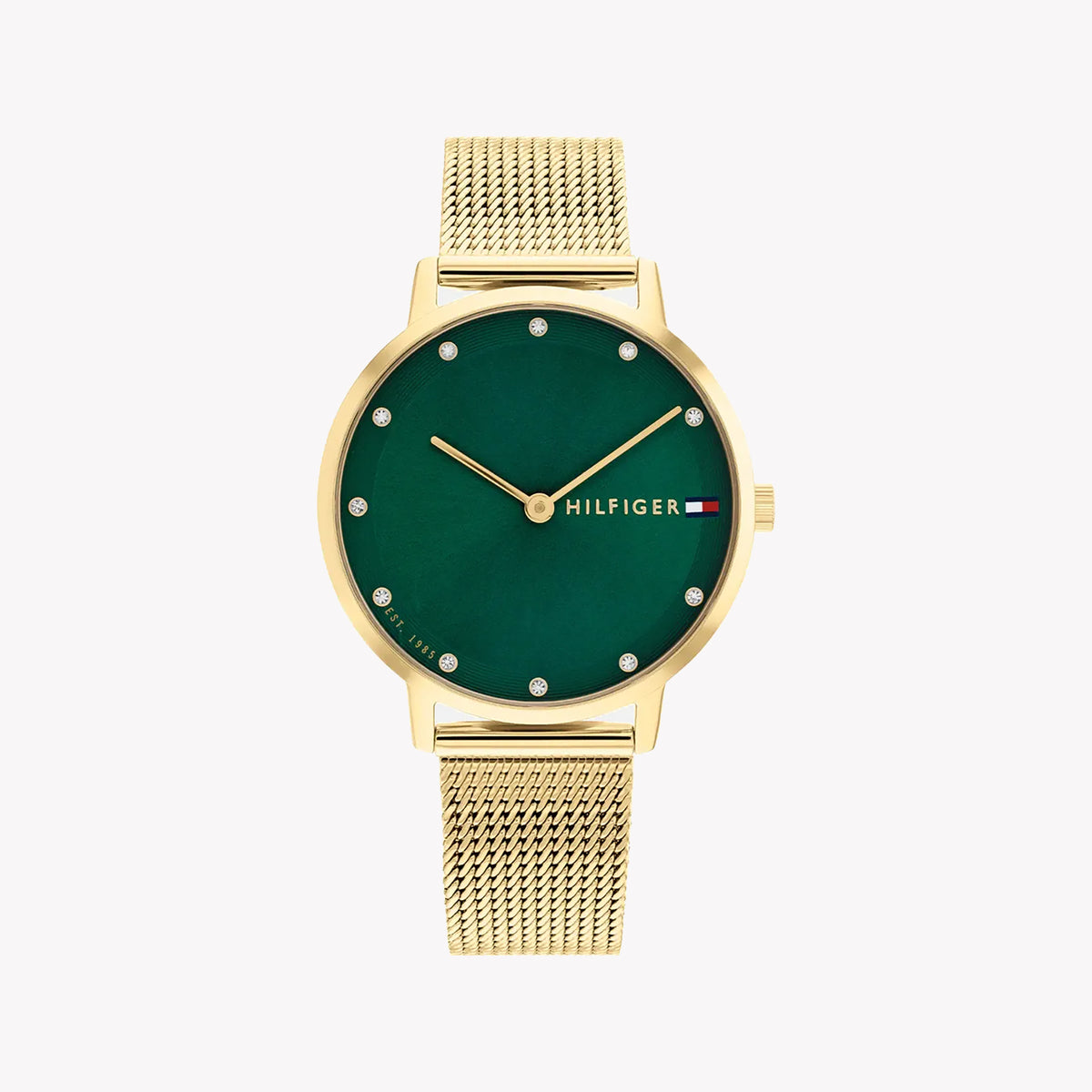 TOMMY HILFIGER 1687490 GOLDEN ELEGANCE - Women's Watch with Green Dial and Stainless Steel Band