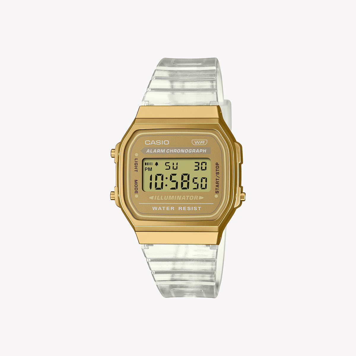 CASIO A168XESG-9A DIGITAL TIMEPIECE - BOLD GOLD SPLASH WITH SPORTY ELEGANCE
