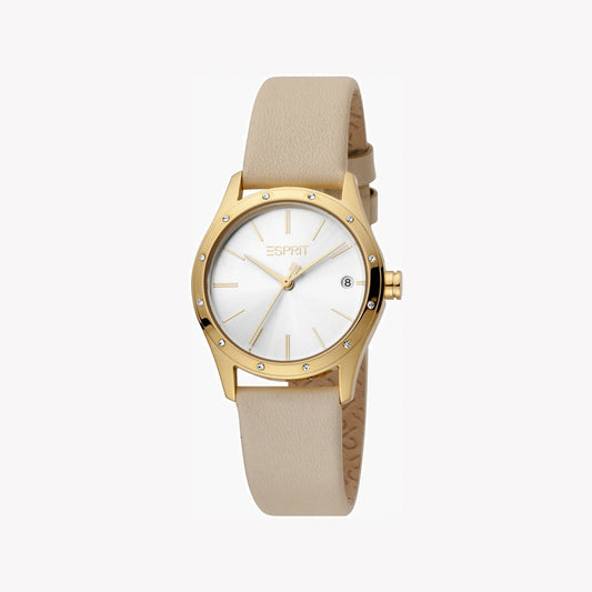 ESPRIT Women's Watch with Silver Stainless Steel Case and Beige Leather Band-i-Watch-2