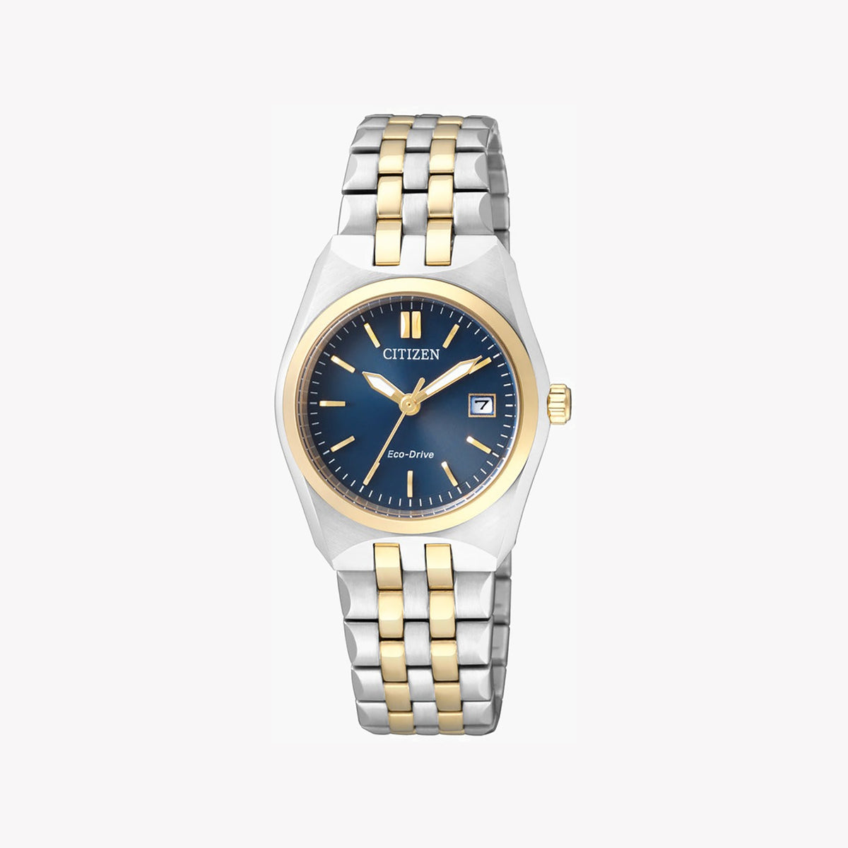 CITIZEN EW2294-61L - CHARMING TIMEKEEPER: Stylish Women's Watch in Silver & Gold with Blue Dial
