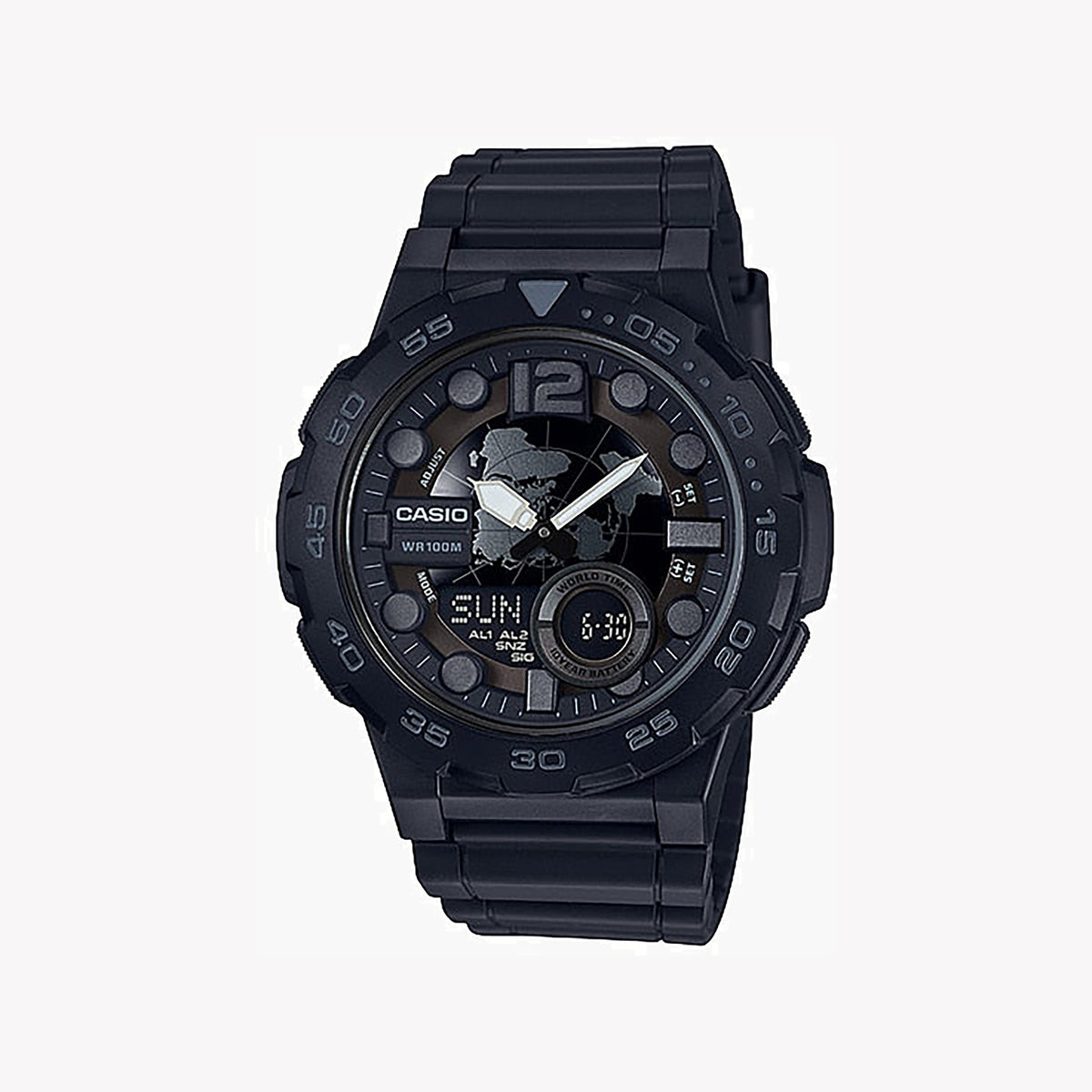 CASIO AEQ-100W-1BVDF BOLD ADVENTURE - MEN'S SPORTY BLACK RESIN WATCH WITH MULTIFUNCTIONAL FEATURES