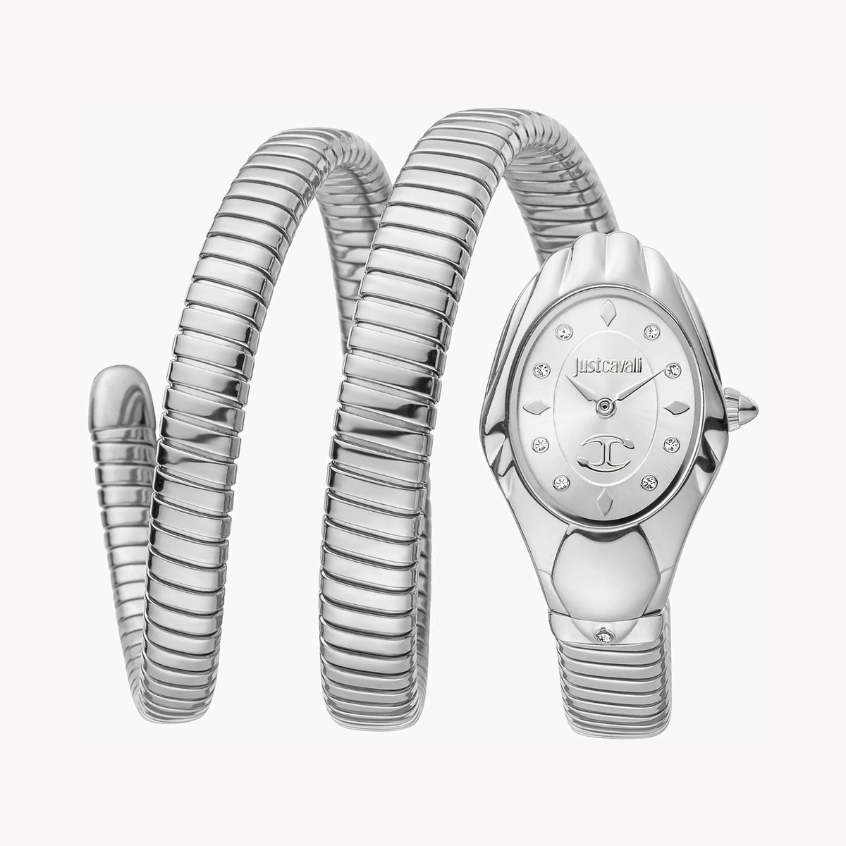 JUST CAVALLI Women's Watch with Silver Stainless Steel Case and Silver Stainless Steel Band