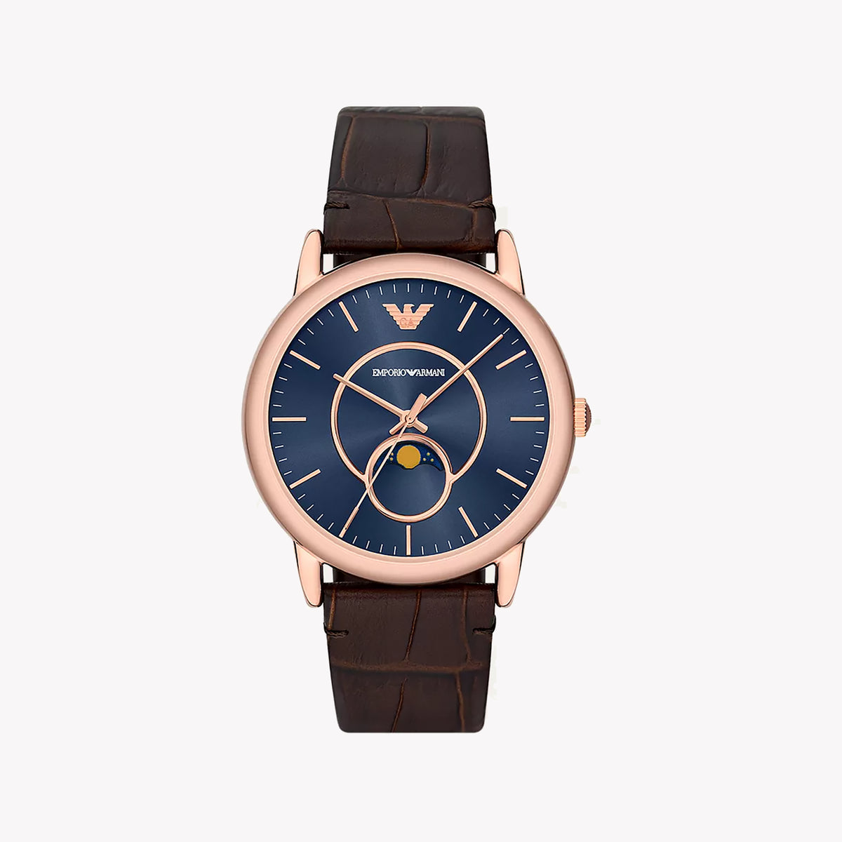 EMPORIO ARMANI AR11566 - BOLD ROSE GOLD TIMEPIECE WITH STRIKING BLUE DIAL FOR MODERN MEN