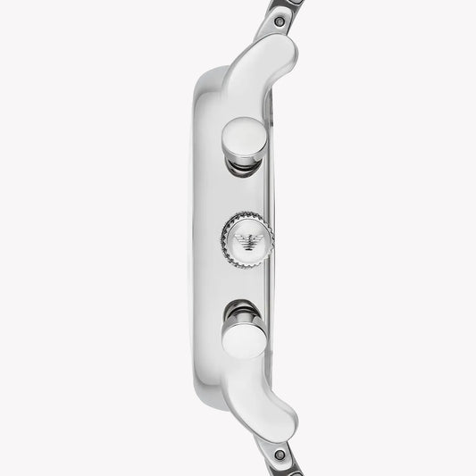 EMPORIO ARMANI AR1853 - BOLD SOPHISTICATION MEN'S WATCH WITH SILVER STAINLESS STEEL BAND & BLACK DIAL-i-Watch-2